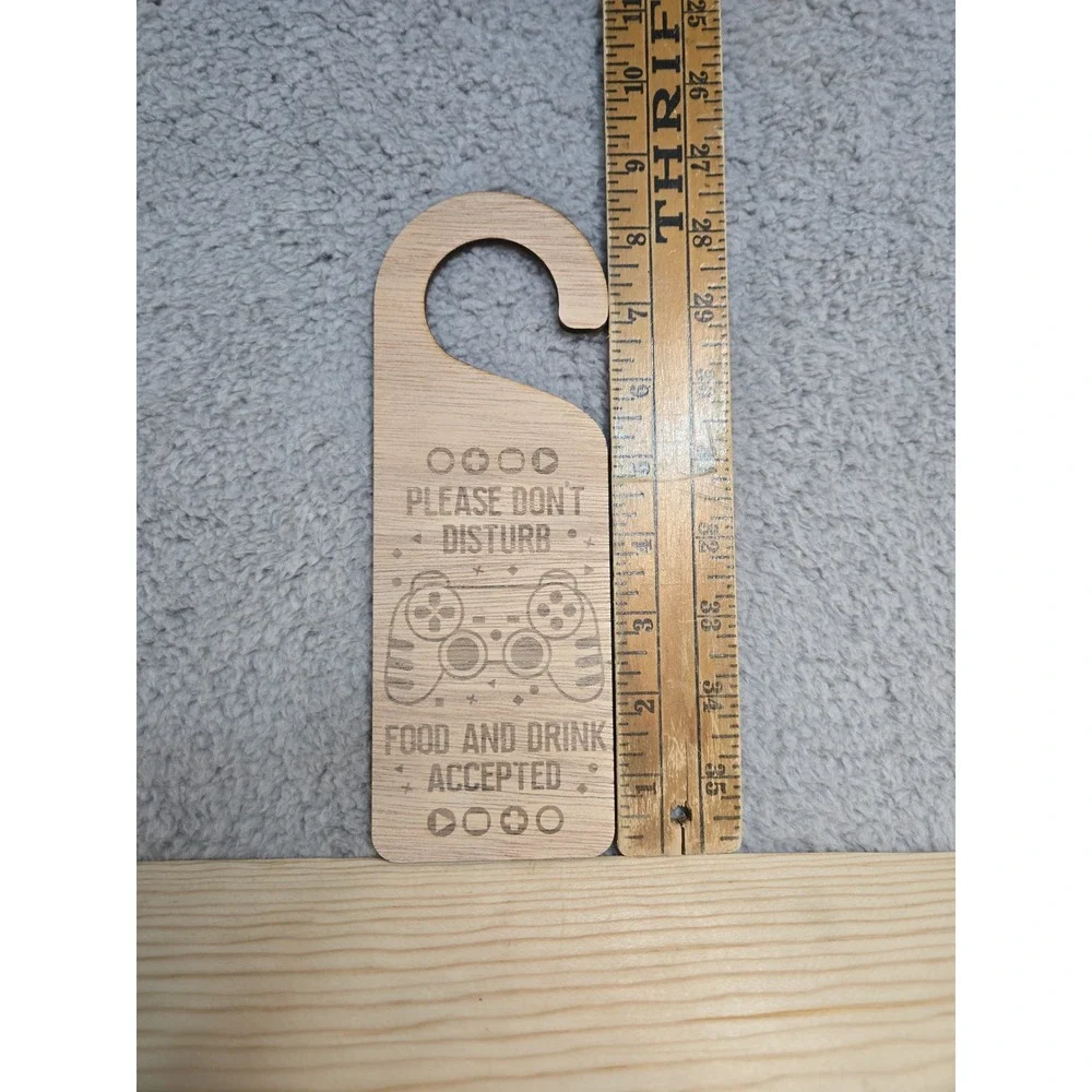 Gamer Door Hanger Please‎ Don't Disturb Food & Drink Accepted Laser Cut Wood